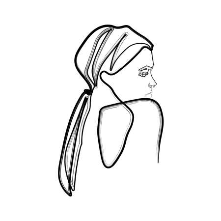 Surreal Faces Continuous line, drawing of set faces and hairstyle, fashion concept, woman beauty minimalist, vector illustration pretty sexy. Contemporary portraitのイラスト素材