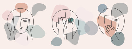 Surreal Faces Continuous line, drawing of set faces and hairstyle, fashion concept, woman beauty minimalist, vector illustration pretty.
portrait Mug, shirt, postcardのイラスト素材