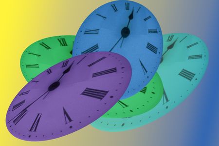 Face of time in different colors 	