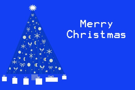Christmas on blue with white Merry Christmas	の写真素材