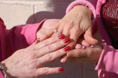 Hands, fingernails and ringsの写真素材