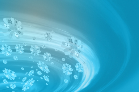 Swirling flowing blue background with light color flowers の写真素材