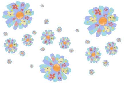 Illustrated Colorful flowers on white background pageの写真素材
