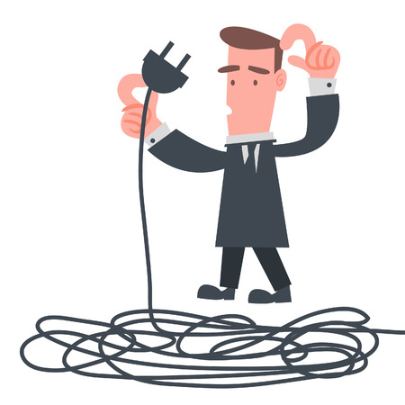 Businessman with Electric Wire のイラスト素材