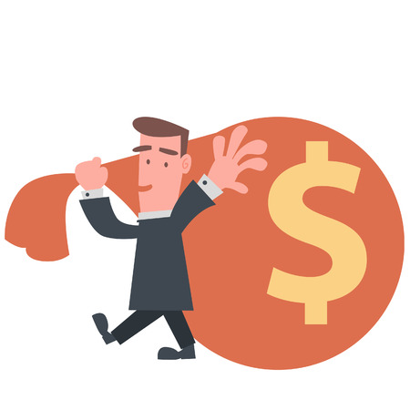 Businessman with Big Cash Bag のイラスト素材