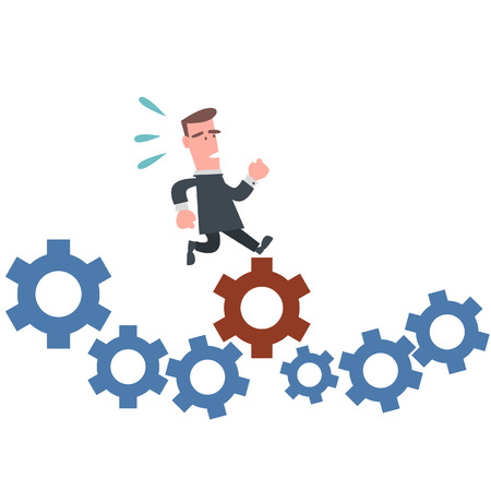 Businessman Running on The Gear のイラスト素材