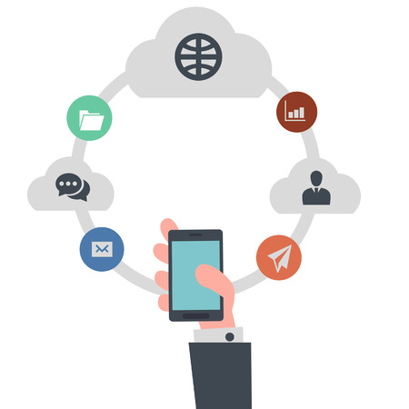 Businessman s Hand Using Mobile Phone のイラスト素材