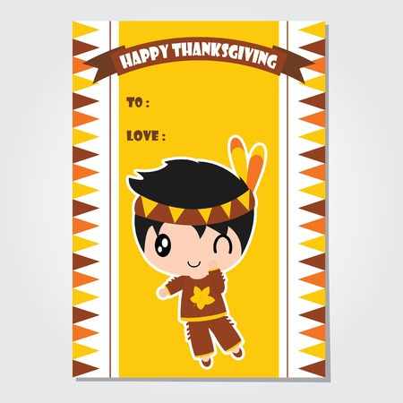 Cute Indian boy is winking vector cartoon illustration for thanksgiving's day card design, wallpaper and greeting cardのイラスト素材