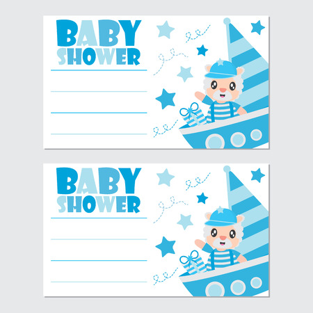 Cute sheep as captain on sailboat vector cartoon illustrationのイラスト素材