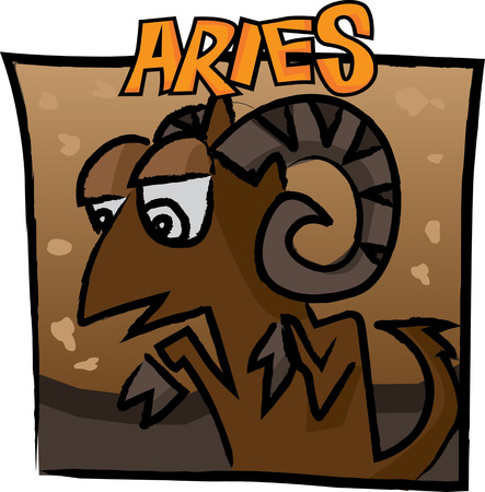 Zodiac aries vector in brown background.のイラスト素材