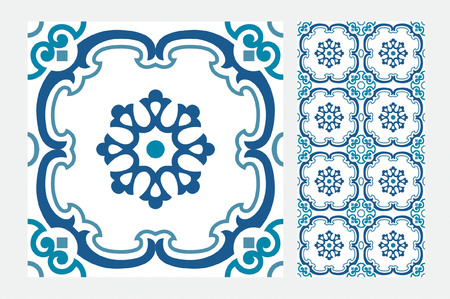 vintage tiles patterns antique seamless design in Vector illustrationのイラスト素材