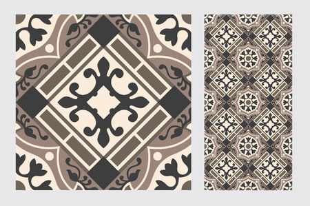 vintage tiles patterns antique seamless design in Vector illustrationのイラスト素材