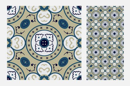 vintage tiles patterns antique seamless design in Vector illustrationのイラスト素材