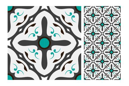 vintage tiles patterns antique seamless design in Vector illustrationのイラスト素材