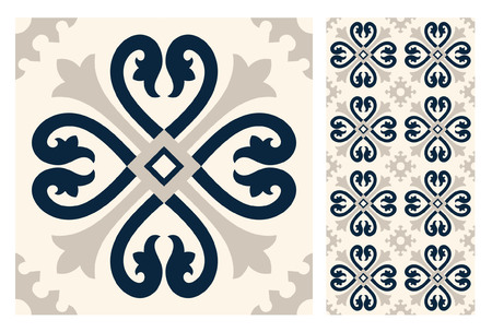 Vintage tiles patterns antique seamless design in Vector illustrationのイラスト素材