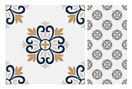 Vintage tiles patterns antique seamless design in Vector illustrationのイラスト素材