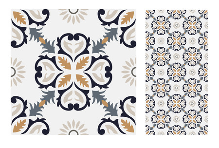 Vintage tiles patterns antique designのイラスト素材