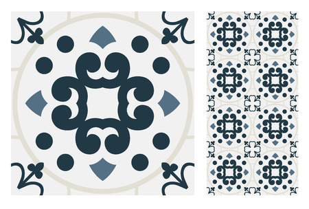 Vintage tiles patternのイラスト素材