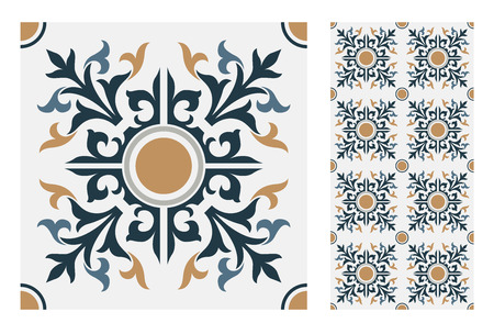 vintage tiles Portuguese patterns antique seamless design in Vector illustrationのイラスト素材