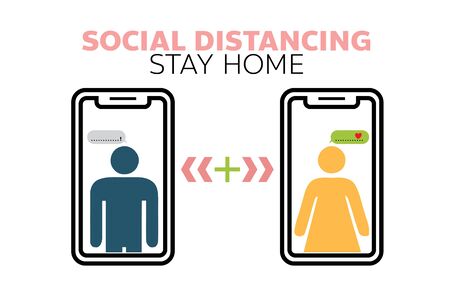 Social distancing Keep distance sign Coronovirus Vector illustration.のイラスト素材