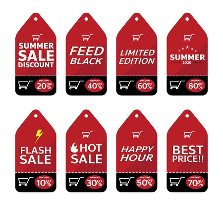 red banner promotion tag design for marketingのイラスト素材