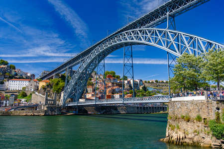 Dom Luis I Bridge, a double-deck bridge across the River Douro in Porto, Portugal