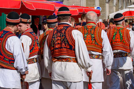 Croatian people with traditional clothes in Zagrebのeditorial素材