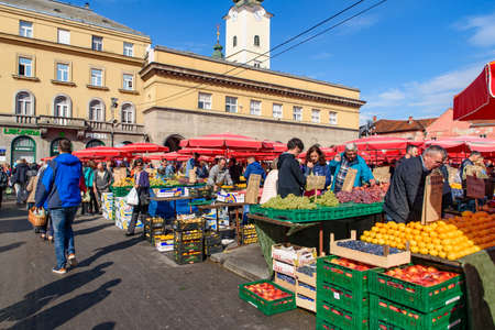 Dolac Market, the most visited farmer's market in Zagreb, Croatiaのeditorial素材