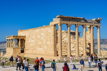 Erechtheion (Erechtheum), an ancient Greek temple at Acropolis in Athens, Greeceのeditorial素材