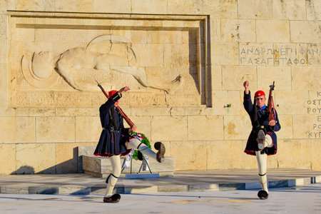 Changing the Guard ceremony at Syntagma Square in Athens, Greeceのeditorial素材