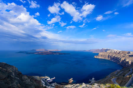 View of Aegean Sea from Santorini island, Greeceの写真素材