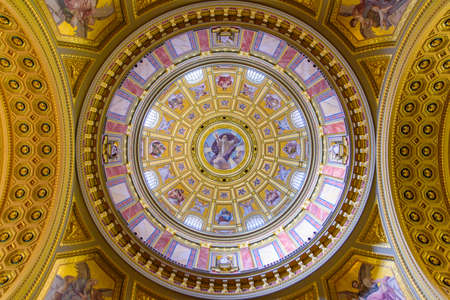 Interior of St. Stephen's Basilica, a cathedral in Budapest, Hungaryの写真素材