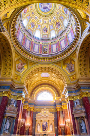 Interior of St. Stephen's Basilica, a cathedral in Budapest, Hungaryの写真素材