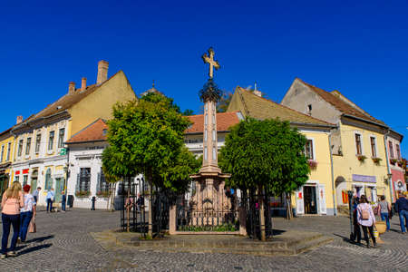 Tourists walking on the street at Szentendre, a Hungarian town on the Danube Riverのeditorial素材