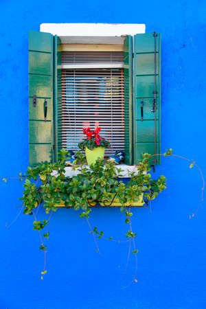 Mediterranean window decoration at Venice, Italyの写真素材