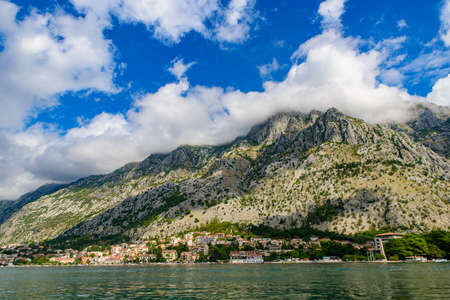 Bay of Kotor, the winding bay of the Adriatic Sea in Montenegroの写真素材