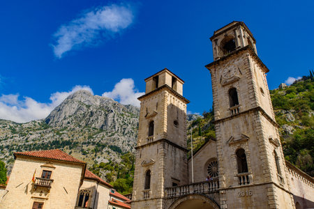 Cathedral of Saint Tryphon in the old town of Kotor, Montenegroの写真素材