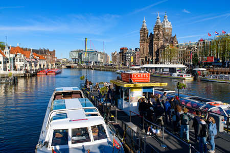 Boat tour and canal cruise in Amsterdam, Netherlandsのeditorial素材