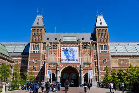 Rijksmuseum, the national museum of arts and history at the Museum Square in Amsterdam, Netherlandsのeditorial素材