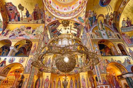 Interior of Cathedral of the Resurrection of Christ in Podgorica, Montenegroのeditorial素材