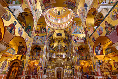 Interior of Cathedral of the Resurrection of Christ in Podgorica, Montenegroのeditorial素材