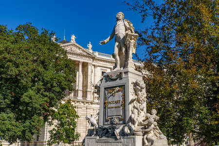 Mozart Monument dedicated to Wolfgang Amadeus Mozart in Vienna, Austriaのeditorial素材
