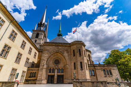 Notre-Dame Cathedral, a Catholic Cathedral in Luxembourg Cityの写真素材