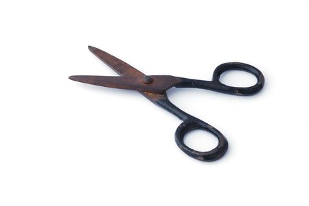 Old iron scissorsの写真素材