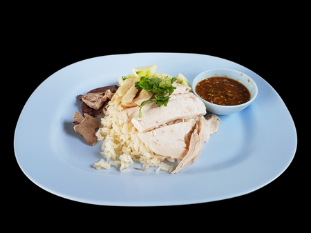 hainanese chicken riceの写真素材