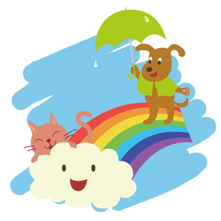 The Sky, the Dog, and the Catのイラスト素材