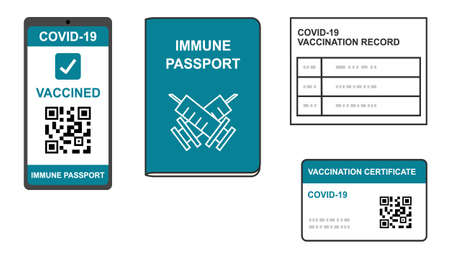 four types of vaccination certificateのイラスト素材