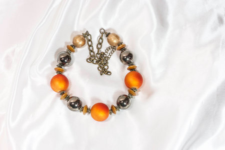Orange and amber necklaceの写真素材