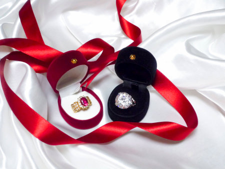 Ruby and diamond ringの写真素材