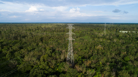 150KV Power Lines Tower with ACCC Conductorの写真素材